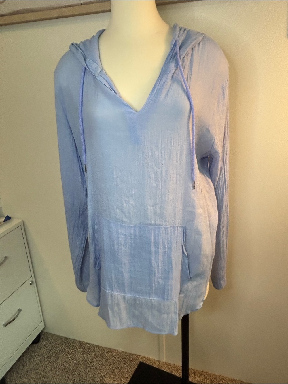 Light Blue Women's Hooded Swim Cover-Up Tunic